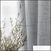 キッチンドアのシアーウィンドウ治療のためのモダンな灰色のコットンリネンテールカーテンホワイトソリッドリビングルームドロップデリバリー2021カーテンドラップ