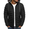 メンズジャケット冬ジャケット男性コートトレンディフード付き純粋な色暖かい雄の縫い目ストライプジッパー服