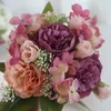 Fleurs d￩coratives couronnes simulation de pivoine bouquet 7 t￪tes rose perse hydrangea artificiel fausse fleur fleur maison salon table ￠ manger