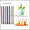 Beber Sts Barware Cocina Comedor Bar Hogar Jardín Colorf Cuchara de acero inoxidable de 10 mm Taza de batido de té con leche ancha St Drop Entrega 2021 F