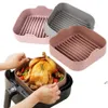 Air Fryer Silicone Pot Reusable Non-Stick Steamer Pad Oven Baking Tray Bread for Kitchen Accessories Round Square JLE13743