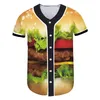 CJLM Zomer Heren 3D Print Hamburger T-shirts Cool Knoppen Voedsel Hip Hop Streetwear Tees Shirts Man Casual Baseball Jerseys top 220623