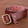 Dubbel Pin Copper Buckle Men S Luxury Fashion Belt Retro First Layer Pure Cowhide Jeans med äkta läder Styliska bälten 220712