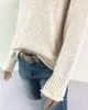 ロガミの女性セーターとプルオーバー長袖編みゆるいプルオーバーレディースフォールセーターファッション220810