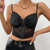 Women's Tanks & Camis Women's Punk Goth Tan Vest Tops Solid Lace Bustier Corset Party Push Up Bralet Crop Sexy Short Top Corsets For Wom