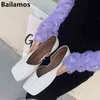 Slipper Bailehou 2022 Nowy płaski buty Kobiety Square Nose Balerina