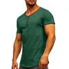 Men's T-Shirts Mens Valentines Gifts For Him Male Spring And Summer Retro Business Casual Travel Multi Buttons V Neck Solid Color T Quick Se