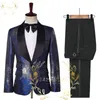 2022 Luxury Fashion Plaid Groom Tuxedos Double Breasted Men Suits For Wedding Male Party Dress Costume Homme ( jacket+Pants)