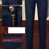 Джинсовые джинсы миллиардера мужчины осень и зимняя толстая ткань модная вышивка