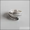 Bandringe Schmuck Retro Echtes 925 Sterling Silber Zirkon Verstellbarer Ring Persönlichkeit Feder Pfeil Offen YMR582 Drop Lieferung 2021 1Ojcb