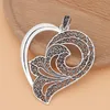 Pendant Necklaces 4pcs/Lot Tibetan Silver Large Filigree Heart Charms Pendants For Necklace Jewelry Making AccessoriesPendant