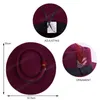 Cappello Fedora classico Cappello a cilindro piatto in lana con piume Berretti moda unisex di lusso per uomo Donna Tinta unita Abito da sposa Decorare