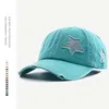 Washed Denim Ball Caps Shining Star Patch Women Cap Outdoor Solid Color Sun Hats For Girls