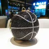 Kvällpåse Rhinestone Basketball Football Bag Women New Designer Creative Round Ball Clutch Dinner Plånbok Högkvalitativ personlighet 20220607