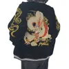 Japan Wind Design High Quality Streetwear Baseball Uniform Dragon broderad corduroy dragkedja jacka kvinnor kläder ytterkläder 201023