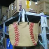Sac à provisions en toile de baseball imprimé en soie 35pcs / lot Entrepôt de Shenzhen Sacs de voyage en treillis de grande capacité Accessoire d'équipe4251