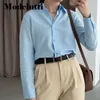 Modelutti Spring Autumn Women Fashion Longeplees Casual Linen Shirt Ladies Bluses Solid Color Simple Tops Female 220725