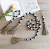 Pastoral beaded tassel string colourful wood bead pendant Home decor Hemp rope tassels wooden beads pendants Farmhouse Handmade BBB14669