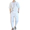 Ethnische Kleidung M-5XL Plus Größe Männer Sommer Sets Kurzarm Hemd mit Hosen Traditionelle Chinesische Wort Embroried Streetwear XXXXXLEthnische