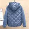 Casacos para roupas de tamanho grande feminino Casacos de algodão curto Mulheres outono de inverno Lambswool Splice parka solta quente fêmea com algodão com capa