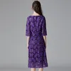 Vestidos informales Vestido bordado de malla de marca Fashion European American Fashion Elegant Slim Purple All-Matching elegante A- Line Crochet VestidoCasua