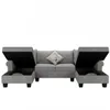 Sectional Couches voor woonkamer 3 stks Chenille U-vormige sofa met dubbele chaïten, gerolde arm met Storagechaises GS005003AAE