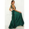 Diseñador Wed Prom Dama de honor Vestido de niña de las flores de verano Moda americana europea Venta caliente Nuevo Vneck Sexy Backls Color sólido Bage Vestido suelto