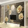 Europeisk retro präglad diamantblomma 3d tapet väggmålning papel de parede för vardagsrum TV soffa vägg sovrum kök cafe bar