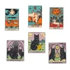 Unisex Sun Moon Star Black Cat Tarot Card Square Brooches Pins European Backpack Sweater Clothes Buckle Badge Horse Animal Pentacl200t