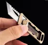 Promotion Small EDC Pocket Knife D2 Satin Blade Brass Handle Outdoor Mini Utility Knives K1605