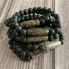 Braccialetti con ciondoli Bracciale Dzi tibetano naturale retrò Fengshui Ruyi Occhi di drago Agat Pietra lavica nera Filo Reiki Guarigione maschile Kent22