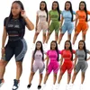 Lucky Label Outfits Summer Women Tracksuit Short Sleeve T Shirt+Short Pants Two Piece Set Casual Fitness Jogger Suits Sports Matching Set 7256