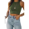 Kadın Camisole Sleeless Yuvarlak Yuvarlak Tank Düz Katı T-Shirt Üstler Tees Strap küçük yelek seksi moda kırpılmış üstler blusa rahat bluzlar