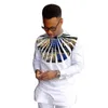 Camicie casual da uomo Moda africana Uomo Stampa colorata Top a maniche lunghe Cotone bianco/Cera Patchwork Design Abiti da sposa maschiliUomo Quin22
