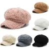 Bérets mode hiver femmes laine d'agneau chapeaux octogonaux épaississement béret avec bord automne femme décontracté garder au chaud casquettes berets