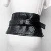 Belts Ms Waist Sealing Black Belt Pin Buckle PU Bright Wide Fashionable Version Collocation Suit And Shirt Corset Dress 93CM 15CMBelts