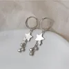 Pendientes de tuerca de cuentas redondas de estrella de cristal con borlas de plata de ley para mujer y niña, joyería elegante para boda, prevención de alergias Eh604