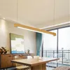 Lampes suspendues Style japonais rectangulaire lampe à Led créative en bois massif longue bande Studio café magasin décor luminairesPendentif
