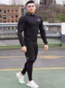 Heren tracksuits heren fitness driedelige sport fietsen stretch sportswear strak passende lange mouwen twee-in-één lemen's