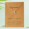 Zodiac Fashion Sign Pendant 12 Necklace For Women Classic Gold Color Choker Birthday Gifts Jewelry Card