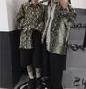 Chemises décontractées pour hommes unisexe grande taille à manches longues Harajuku haut chemise hommes femme mode peau de serpent imprimé poche Blouse Streetwear Hip Hop Japon