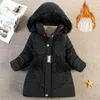 2022 New Plush Thickened Large Wool Collar Children Medium And Long Cotton Quilted Jacket Girls Cotton Quilted Jacket Winter J220718