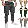 Mężczyźni Casual Joggers Spodnie Solidne Cienki ładunki Spodnie dresowe Męskie Multi-Pocket Spodnie Męskie Sportswear Hip Hop Harem Ołówek 220325