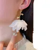 Boucles d'oreilles pendantes en mousseline de soie blanche pour femmes, lustre, magnifique, fleur, pendentif, vacances à la plage, fête de mariage, nouvelle collection 2022