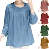 Blouses voor vrouwen shirts vrouwen casual afdruk ronde nek bijgesneden mouw shirt vouw blouse losse tuniek top popelin damesvrouwen's