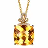 18K Or De Luxe Carré Citrine Jaune Tourmaline Cristal Gemstone CZ Pendentif Collier Pour Femmes Bijoux De Mariage