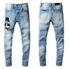 2022 Jeans da uomo Distressed Motorcycle biker jean Rock Skinny Slim Ripped hole letter Pantaloni firmati di alta qualità Marca 9 colori Pantaloni denim Taglia 28-40