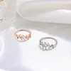 Creative Leaf Branch Form Open Ring for Woman Fashion Korean Crystal Finger Ring Jewelry Luxury Wedding Party Girl's Rings