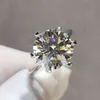 Geoki パーフェクト カット ダイヤモンド テストに合格 5 ct D カラー VVS1 モアッサナイト リング 925 スターリングシルバー婚約指輪高級ジュエリー