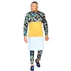 Men's Tracksuits Modern Design Men's Long Shirts Pant Sets Print Patchwork Tops Wax Trousers Custom African Wedding/Party ClothesMen's